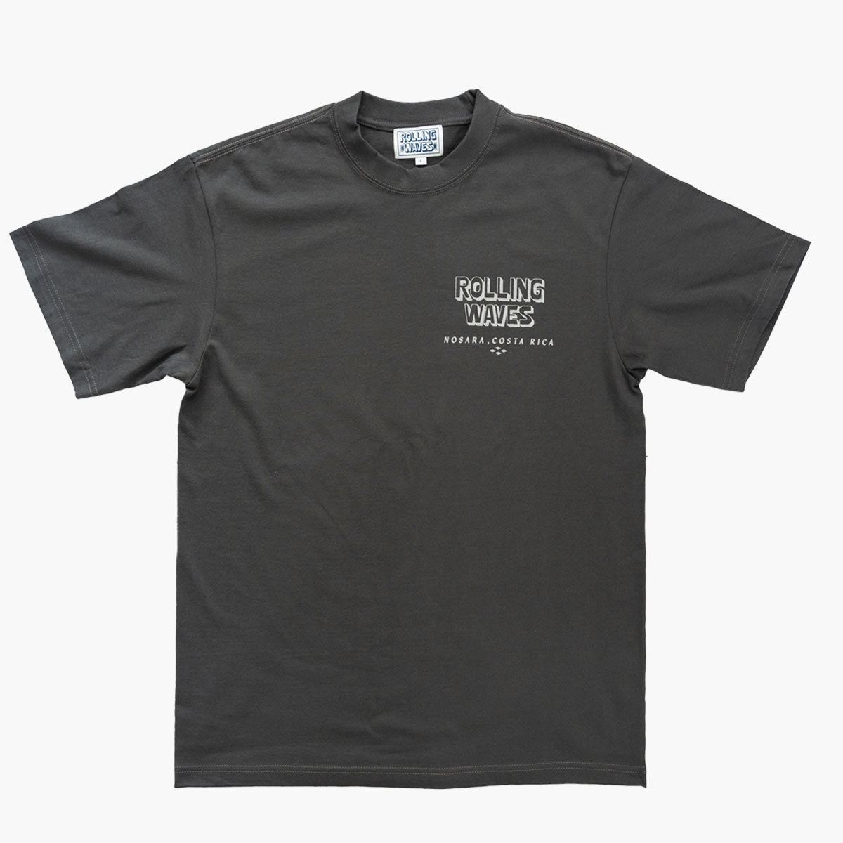 Roots grey oversized heavyweight t-shirt with block logo - 7.5oz USA cotton boxy fit from Rolling Waves