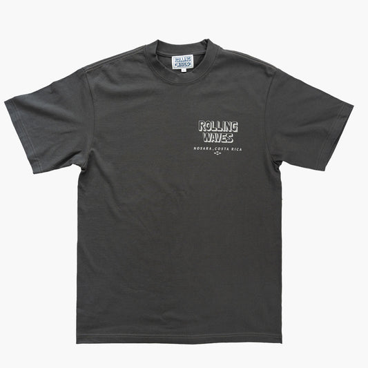 Roots grey oversized heavyweight t-shirt with block logo - 7.5oz USA cotton boxy fit from Rolling Waves